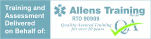 Workplace first aid training and assessment delivered on behalf of Allens Training Pty Ltd RTO 90909.