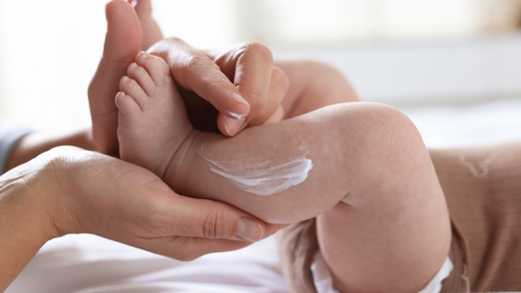 food based cream on baby skin